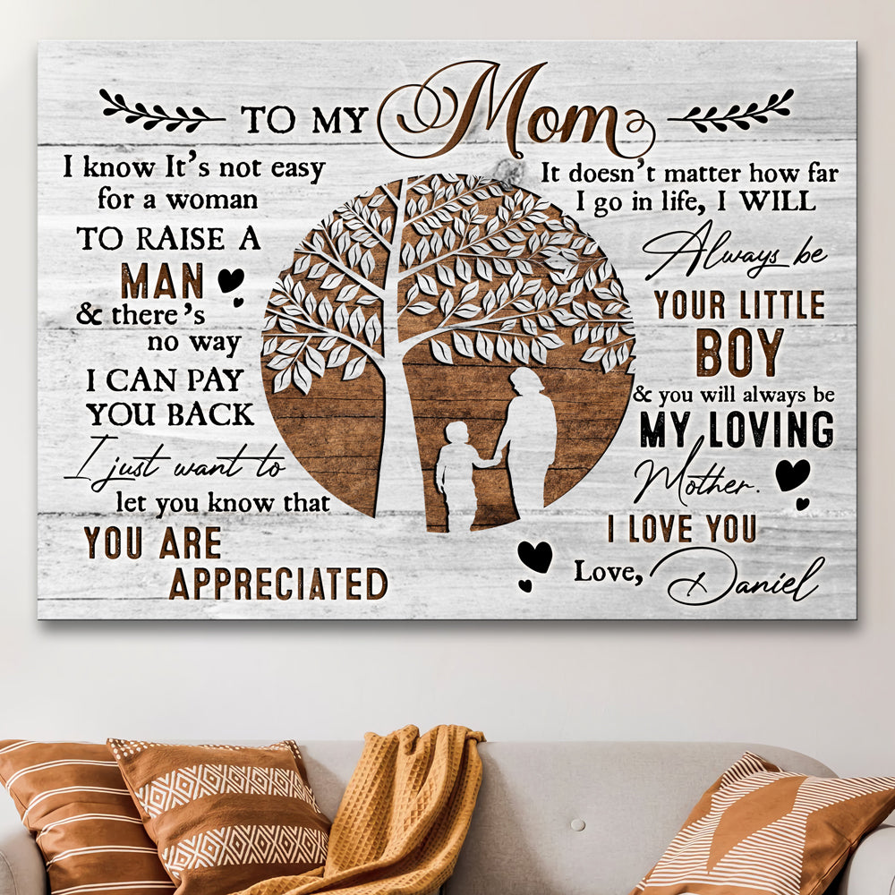 Mom And Son To My Mom Always Be Your Little Boy Personalized Canvas - Vista  Stars - Personalized gifts for the loved ones