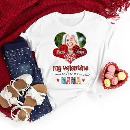 63164-Personalized Valentine's Day Shirt My Valentine Calls Me Mama Shirt H1