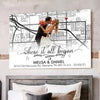 Personalized Where It All Began Map Anniversary Couple Canvas