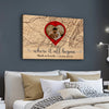 Personalized Where It All Began Custom Map Anniversary Couple Canvas