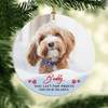 Personalized You Left Paw Prints On Our Hearts Photo Pet Memorial Christmas Ornament