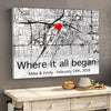 Personalized Couple Gifts  The First Meeting Street Map Couple Canvas Customized Anniversary Gifts