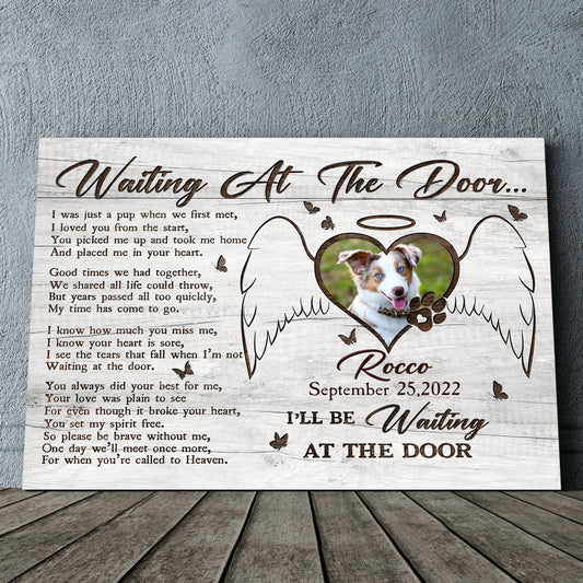 Pet Dog Cat Waiting At The Door Memorial Personalized Canvas