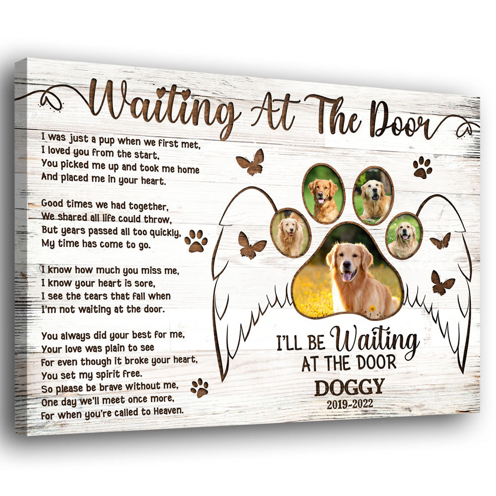 Pet Dog Cat Waiting Door Memorial Personalized Canvas