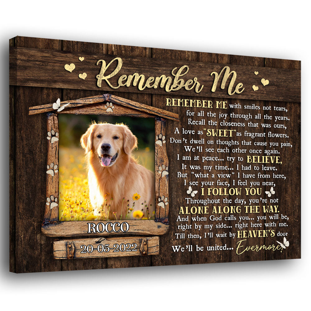 Pet Dog Remember Me Memorial Personalized Canvas