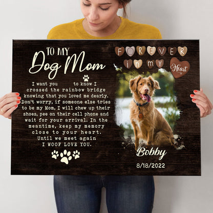 Pet Dog To My Dog Mom Memorial Personalized Canvas