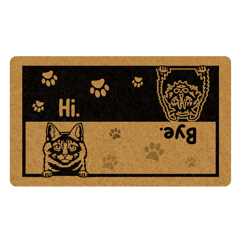 Pet Lovers Dog Cat Hi Bye Funny Personalized Doormat
