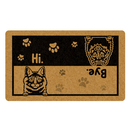 Pet Lovers Dog Cat Hi Bye Funny Personalized Doormat