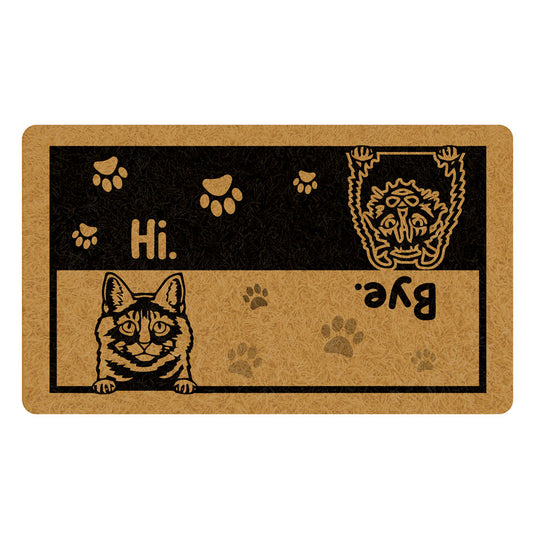 Pet Lovers Dog Cat Hi Bye Funny Personalized Doormat