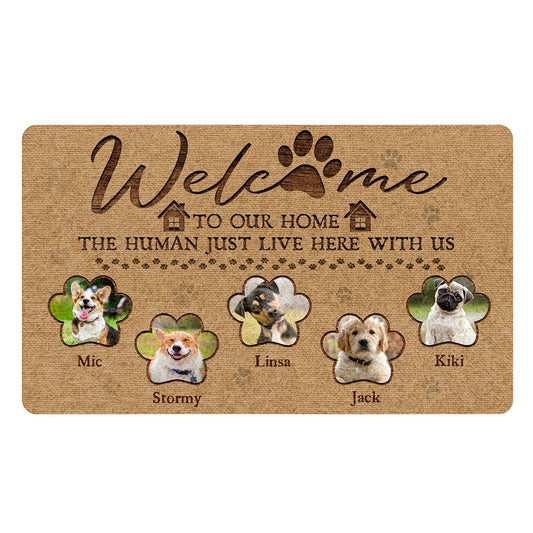 Pet Lovers Dog Cat The Human Live With Funny Personalized Doormat