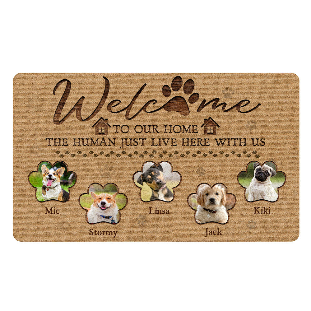 Pet Lovers Dog Cat The Human Live With Funny Personalized Doormat