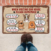 Pet Lovers Dog Cat Visiting Our House 2 Funny Personalized Doormat