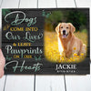 Dogs Leave Pawprints On Hearts Personalized Photo Dog Memorial Canvas