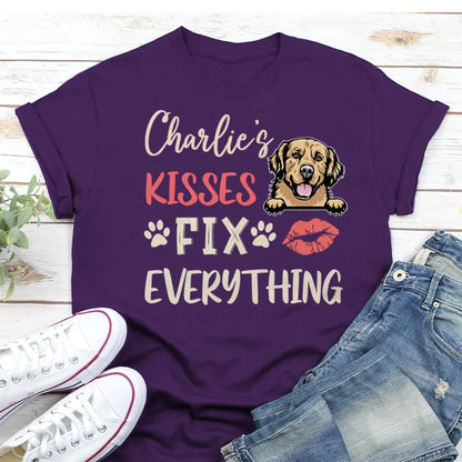 Personalized Gift For Dog Lover Dog's Kisses Fix Everything Tshirt