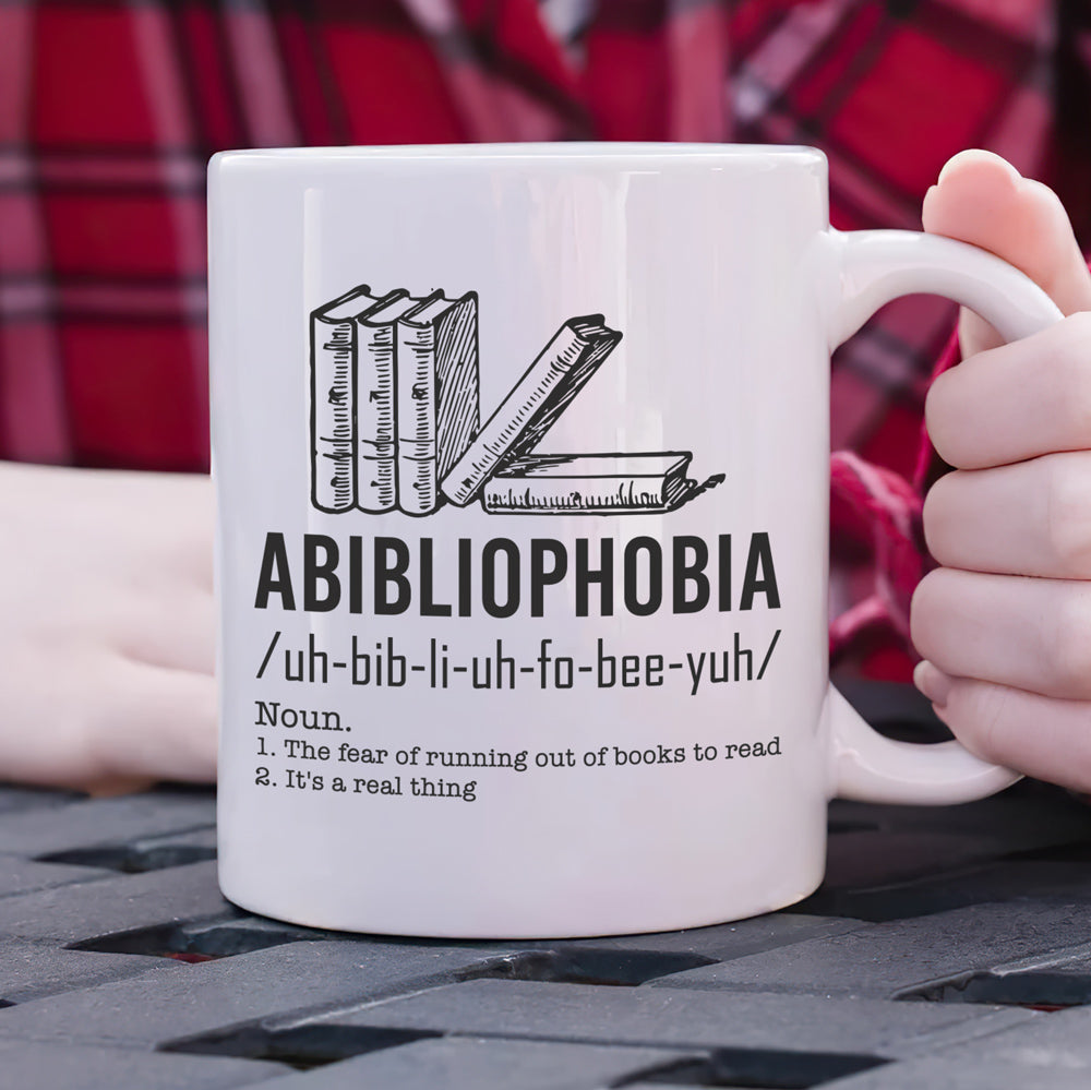 Reading Book Lover Librarian Abibliophobia Definition V1 Funny Mug