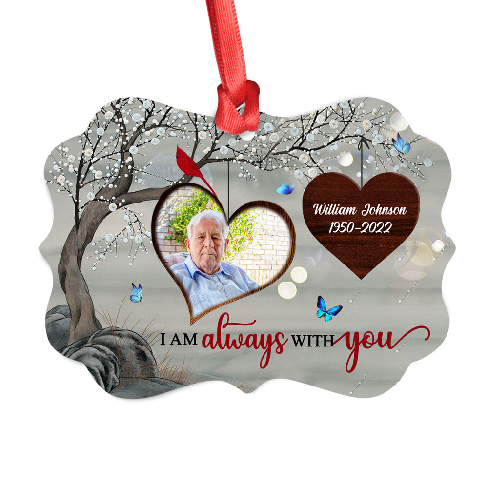 I Am Always With You Red Cardinal Personalized Memorial Photo Ornament