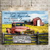 Personalized Family Name Est Old Red Truck Barn Farmhouse Christian Canvas Wall Art