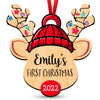 Reindeer Baby&#39;s 1st Christmas Wood Ornament Personalized Gift For Baby
