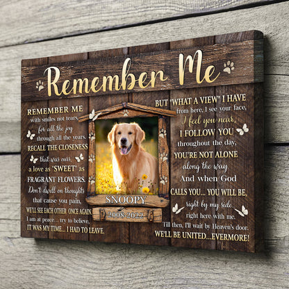 Remember Me With Smiles Dog Memorial Pet Personalized Canvas