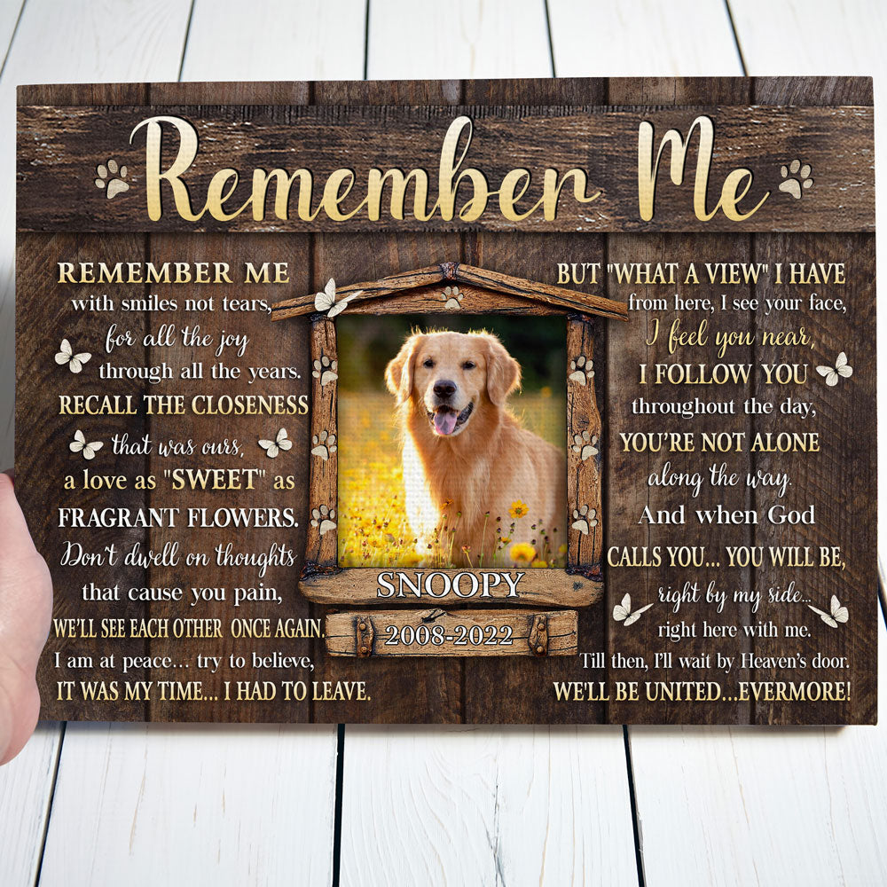 Remember Me With Smiles Dog Memorial Pet Personalized Canvas