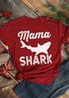 Mama Shark Novelty Red Tshirt