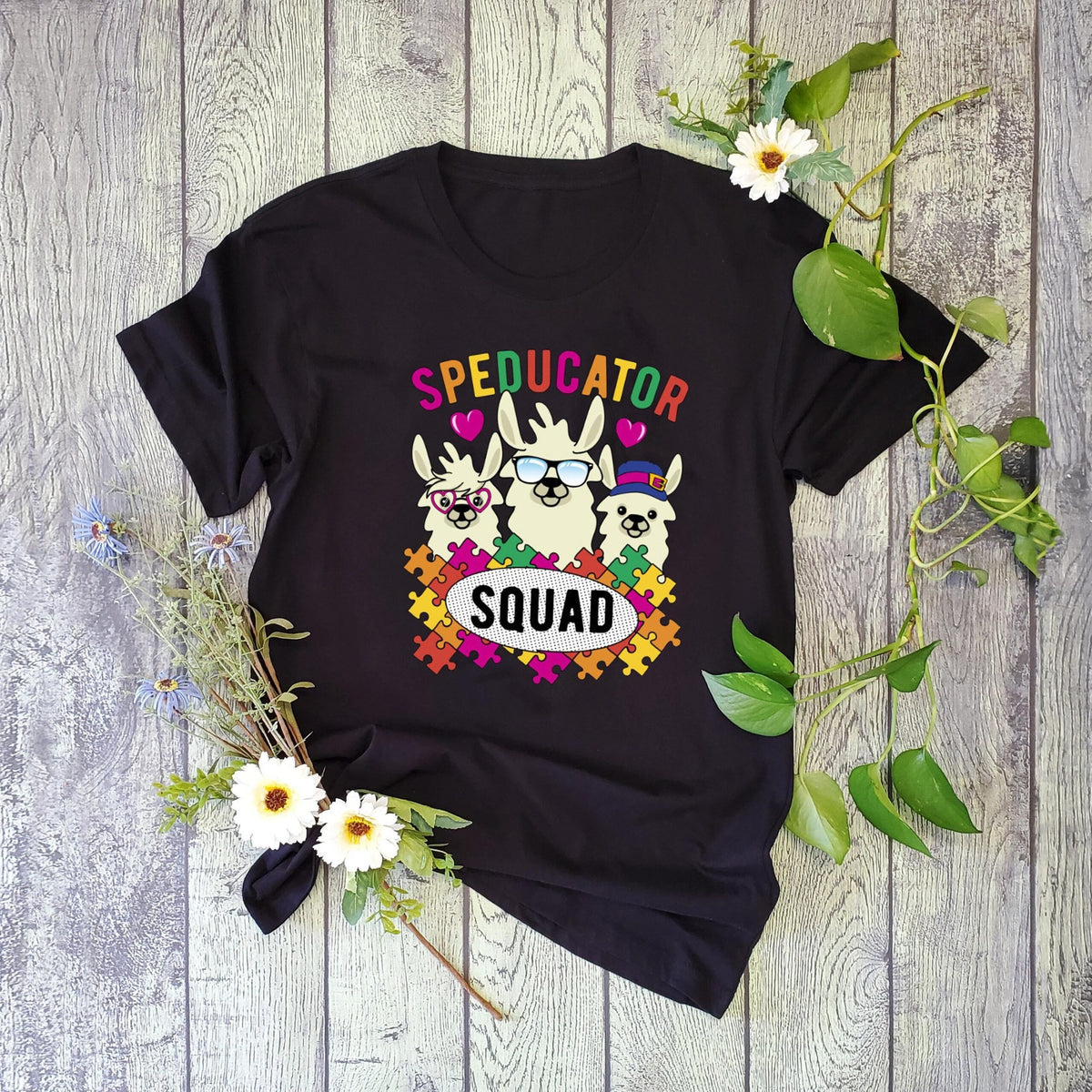 Speducator squad autism llama shirt