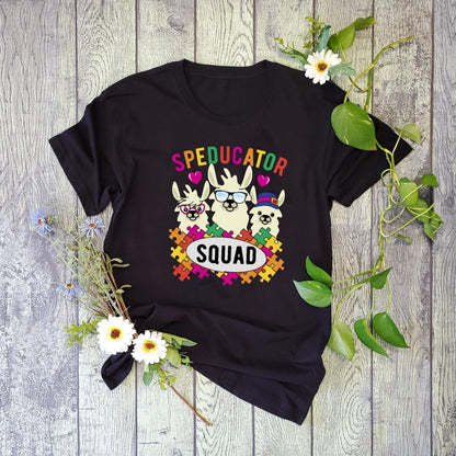 Speducator squad autism llama shirt