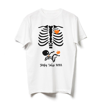 Skeleton Maternity Halloween Mom To Be Pregnant Personalized Shirt
