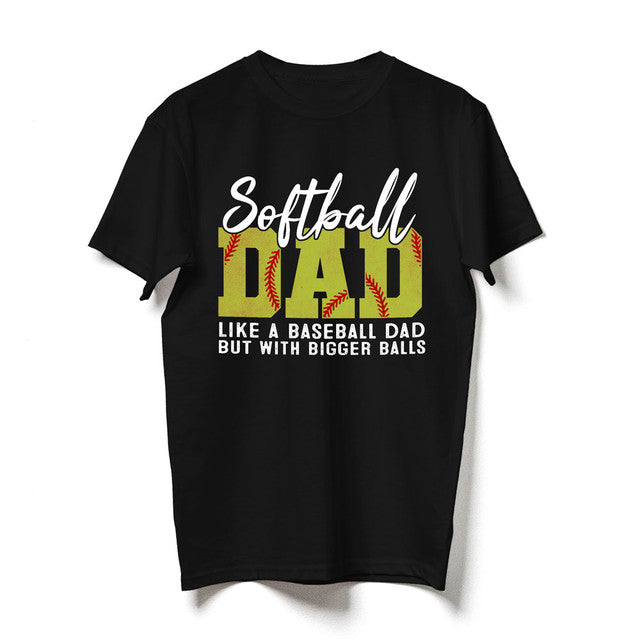 ShirtsBySarah Men's Funny Softball Dad T Shirt Bigger Balls Shirt Like A Baseball Dad Humor Gift Shirt Funny Ball Shirt Softball Dad Tee Forest / 3XL