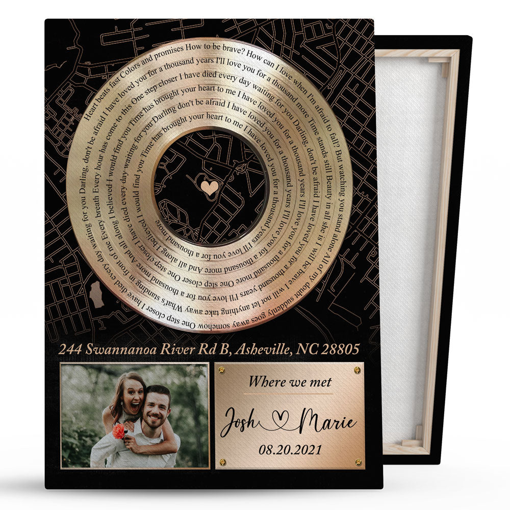 Song Lyrics Wedding Anniversary Map Street Vinyl Records Canvas