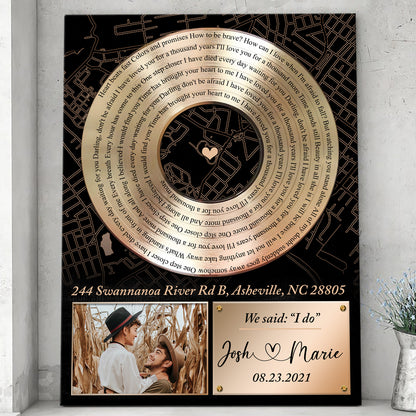 Song Lyrics Wedding Anniversary Map Street Vinyl Records Canvas