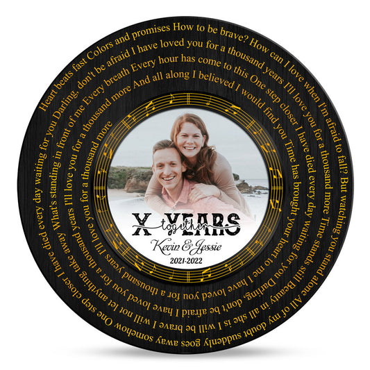 Song Lyrics Wedding Anniversary Vinyl Records Personalized Wooden Sign