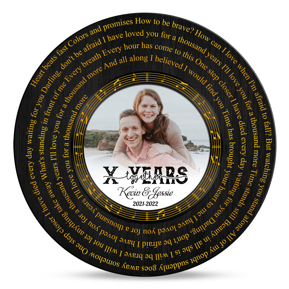 Song Lyrics Wedding Anniversary Vinyl Records Personalized Wooden Sign