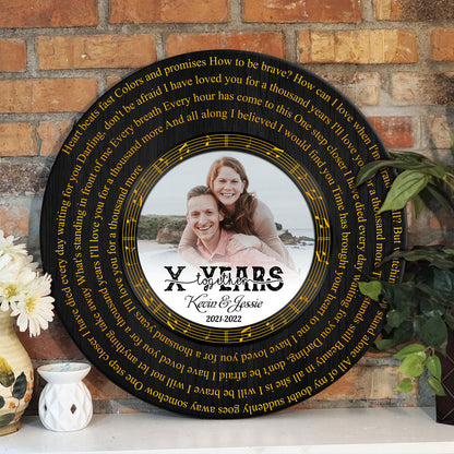 Song Lyrics Wedding Anniversary Vinyl Records Personalized Wooden Sign