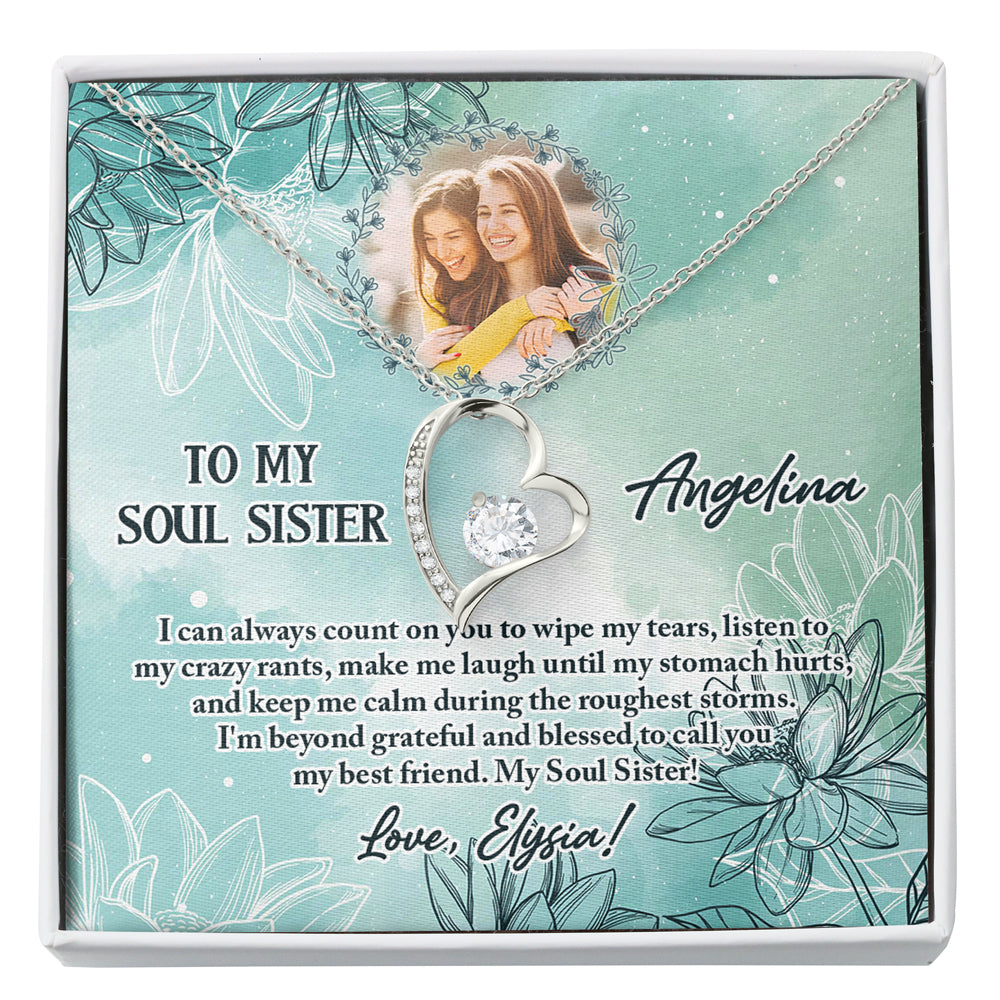 Soul Sister Flower Best Friend Personalized Necklace With Message Card