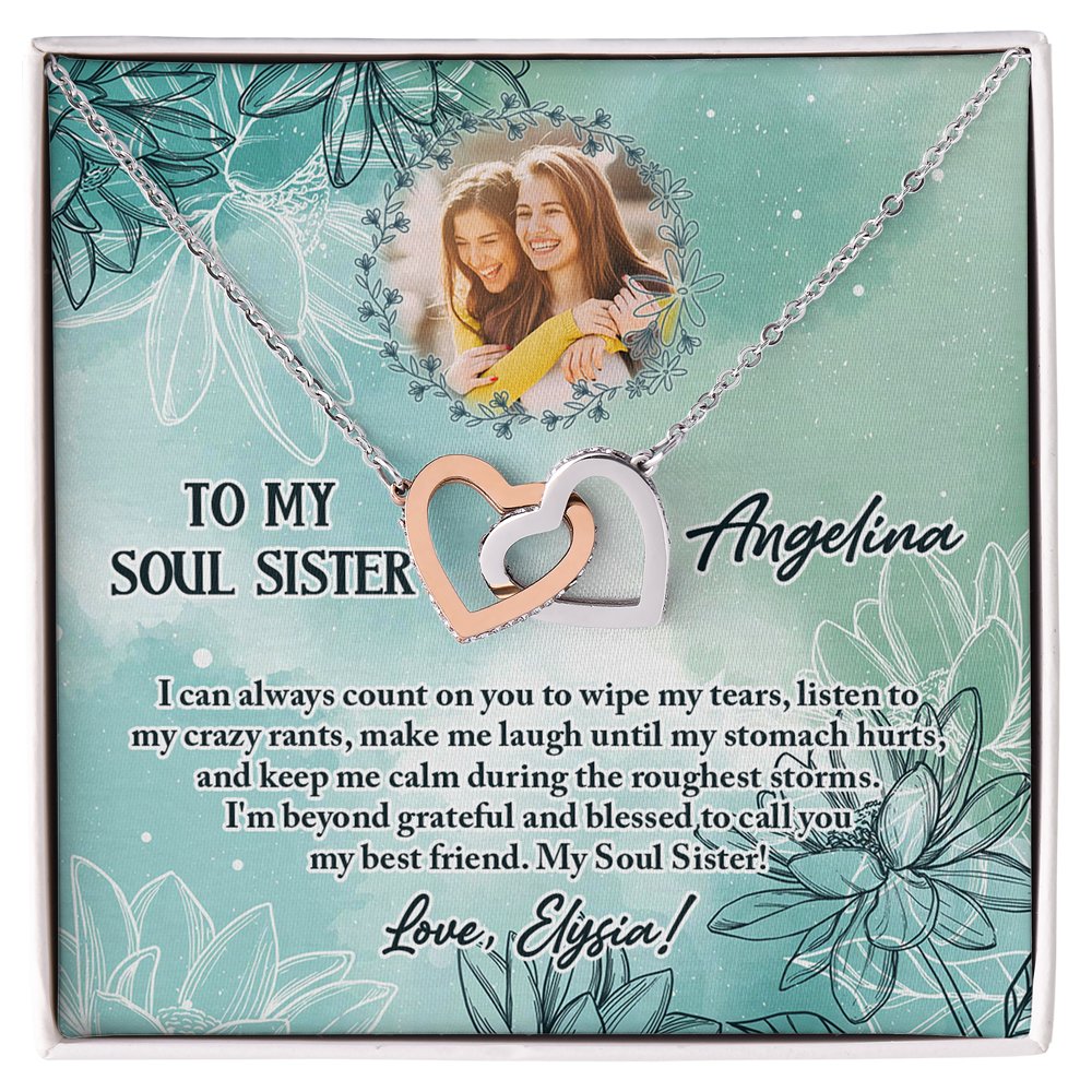 Soul Sister Flower Best Friend Personalized Necklace With Message Card