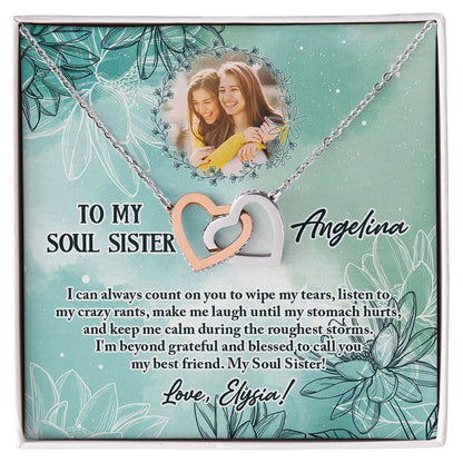 Soul Sister Flower Best Friend Personalized Necklace With Message Card