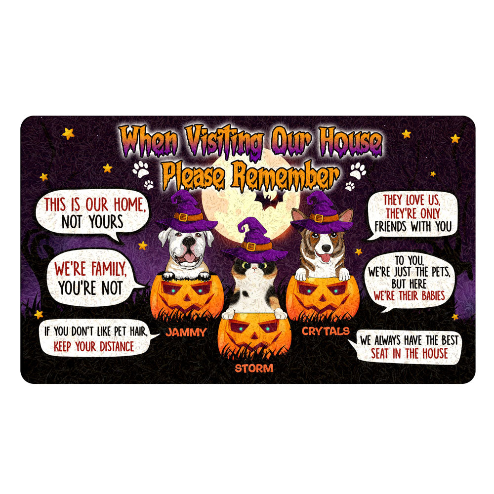 Remember When Visiting Our Home Dog Cat Halloween Personalized Doormat