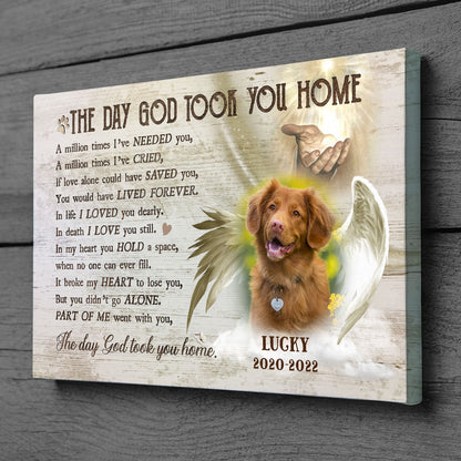 The Day God Took You Home Cat Dog Memorial Pet Personalized Canvas