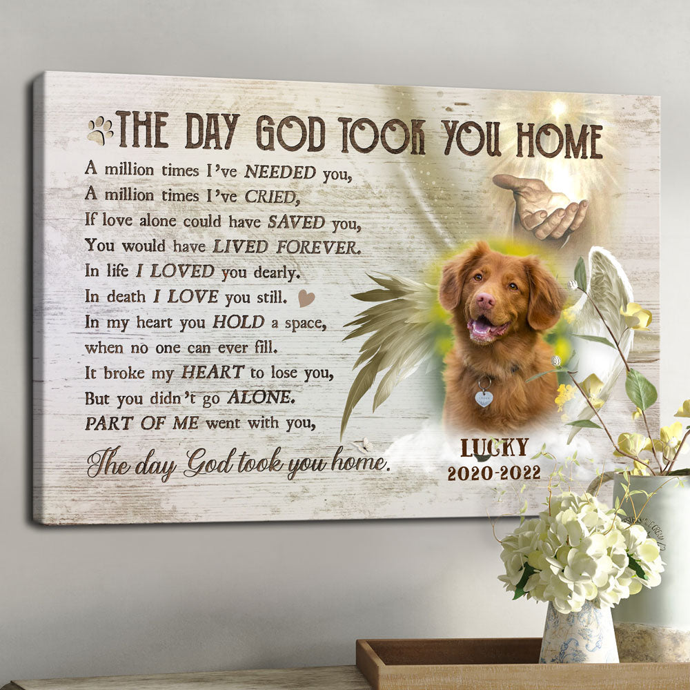 The Day God Took You Home Cat Dog Memorial Pet Personalized Canvas