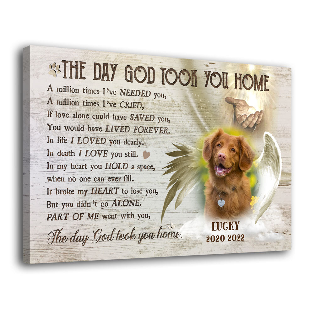 The Day God Took You Home Cat Dog Memorial Pet Personalized Canvas