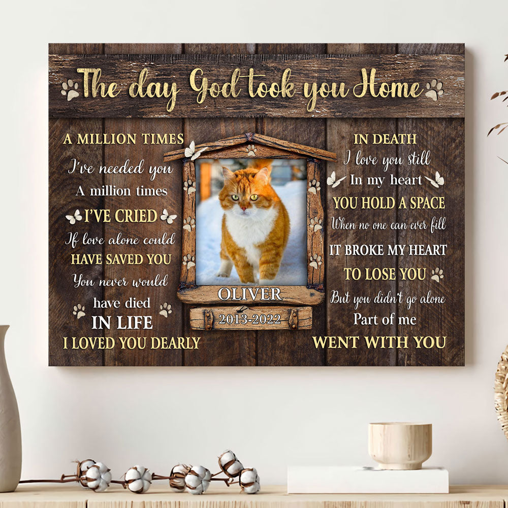 The Day God Took You Home Dog Memorial Pet Photo Personalized Canvas