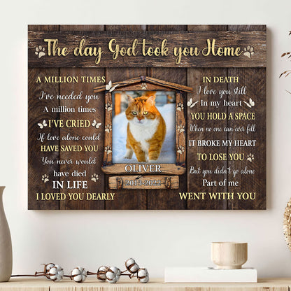 The Day God Took You Home Dog Memorial Pet Photo Personalized Canvas