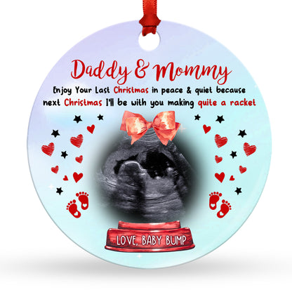 Enjoy Last Christmas Ornament Personalized Gift For Mom And Dad To Be