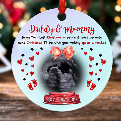 Enjoy Last Christmas Ornament Personalized Gift For Mom And Dad To Be