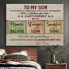 To My Son From Dad Positive Father And Son Gift Canvas