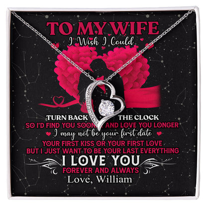 To My Wife I Wish I Could Turn Back The Clock Personalized Necklace