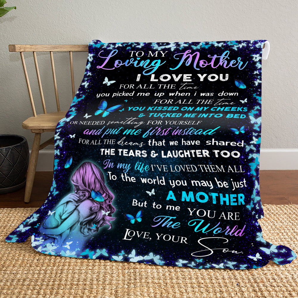 To My Loving Mother Butterfly Purple Blanket Gift For Mom From Son - Vista  Stars - Personalized gifts for the loved ones