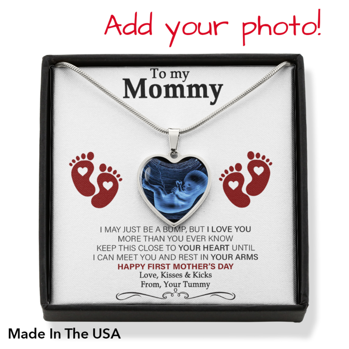 Personalized Gift For New Mom Happy First Mother's Day Heart Message Card Necklace