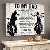 To My Dad From Son Biker Dad Canvas  Gift For Dad